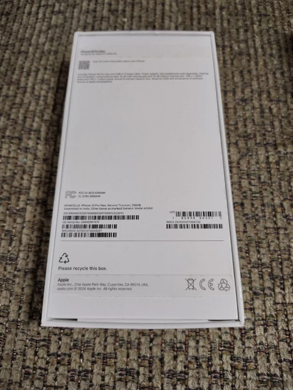 iphone 16 pro max empty box